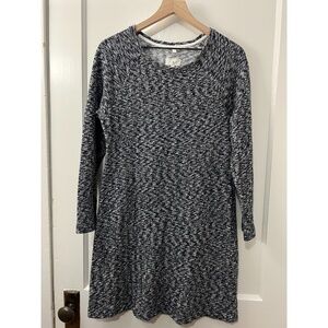 Lou & Grey Women's Navy Blue & White Textured Long Sleeve Dress Size S